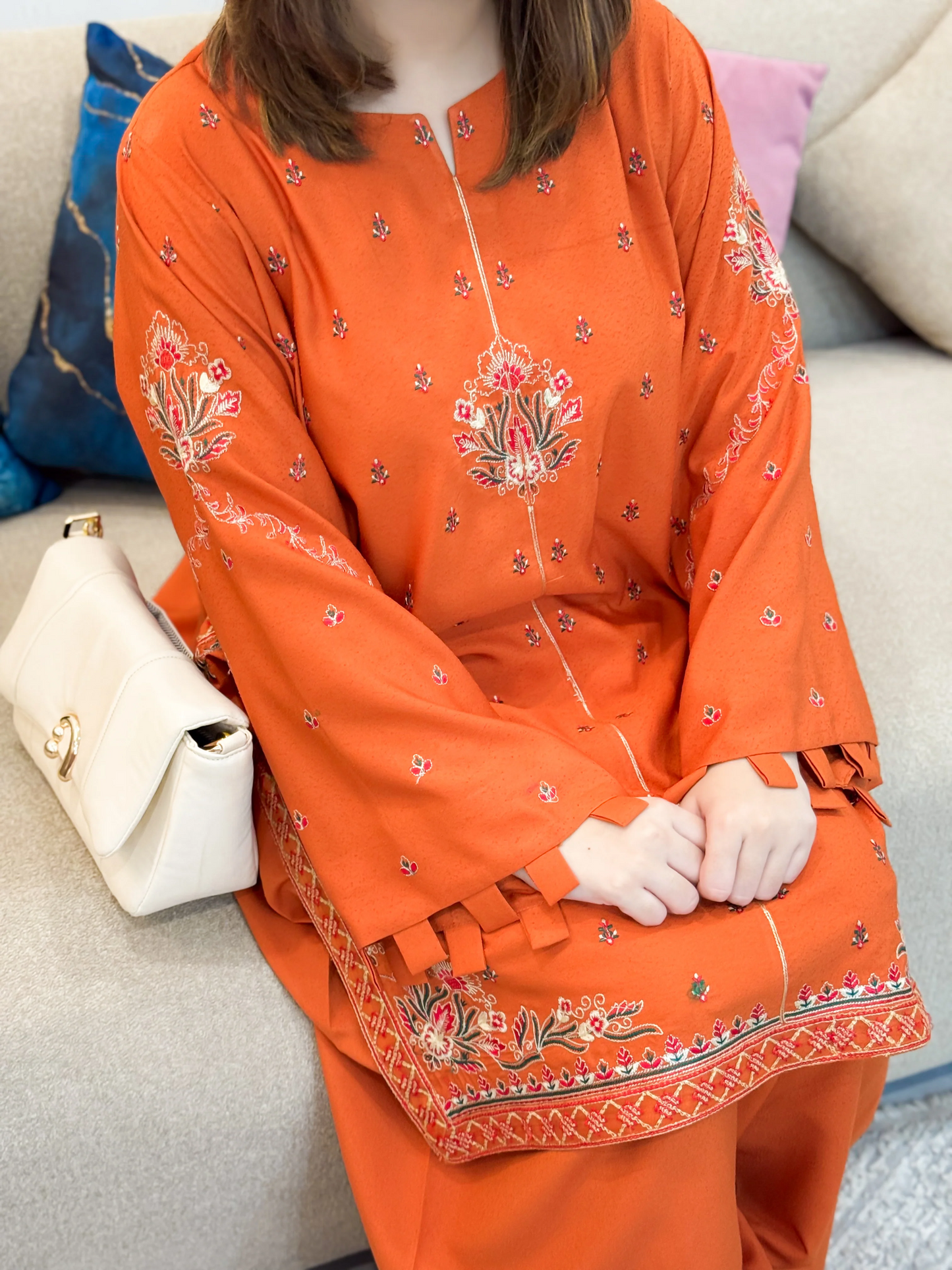 Rust Elegance Embroidered