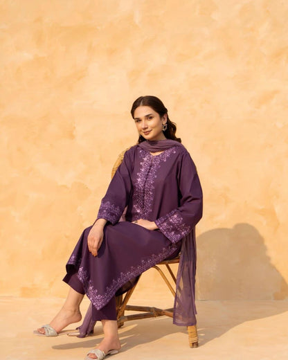 Plum Aura Embroidered
