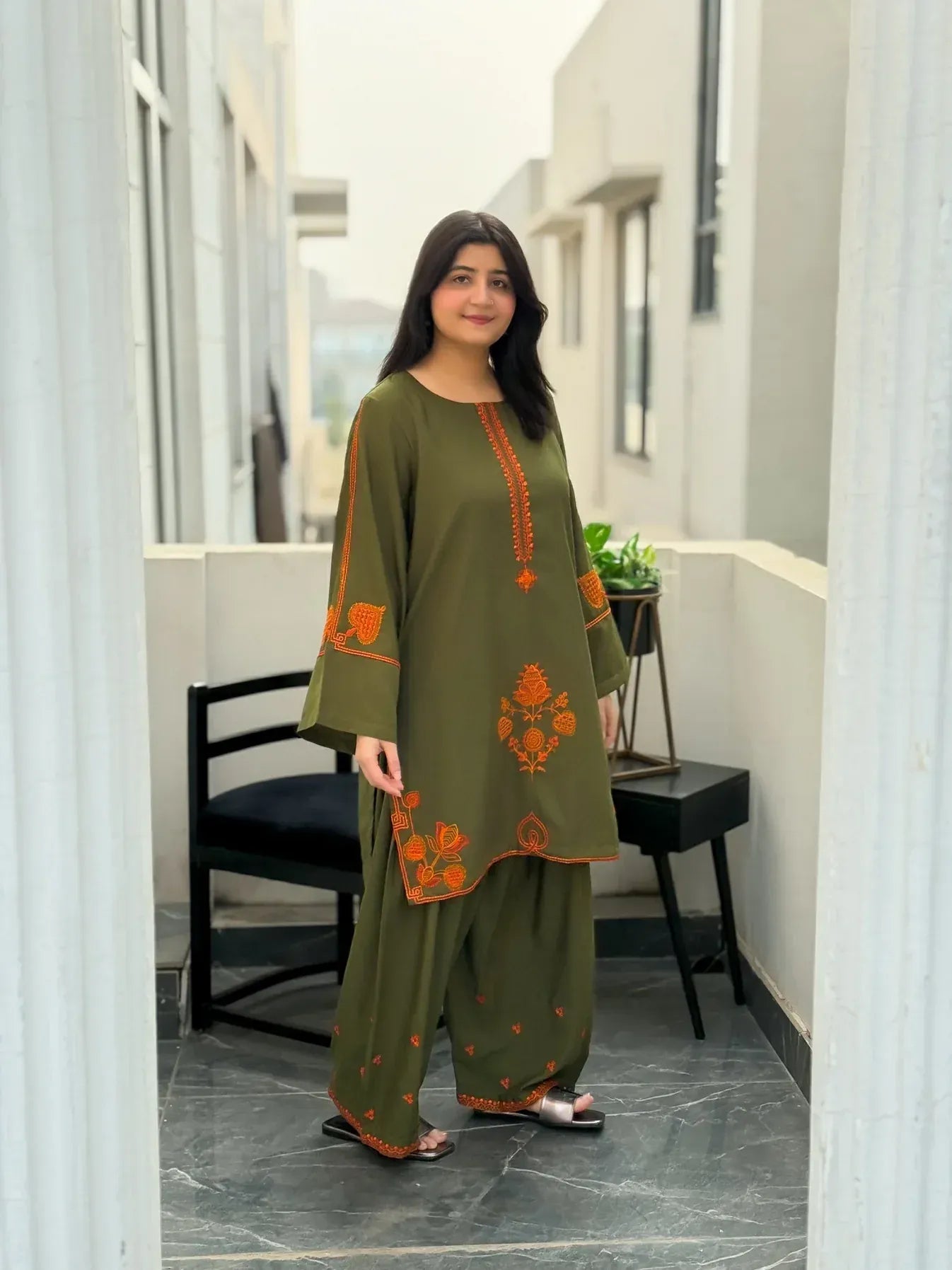 Olive Ember Embroidered