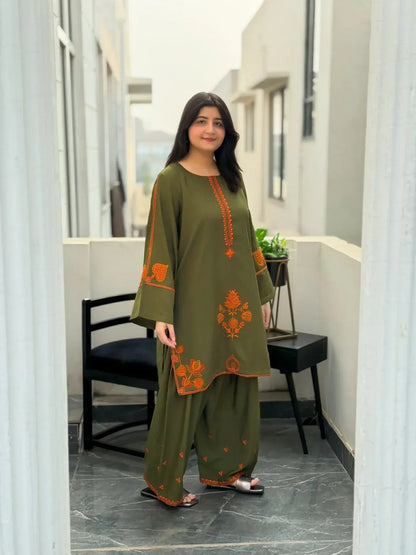 Olive Ember Embroidered