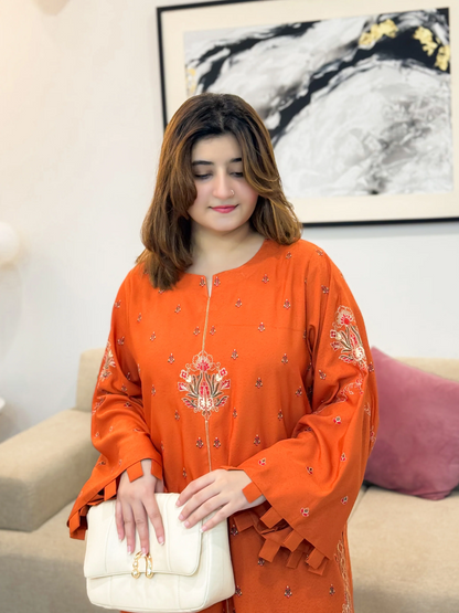 Rust Elegance Embroidered