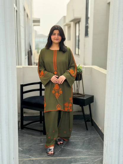 Olive Ember Embroidered